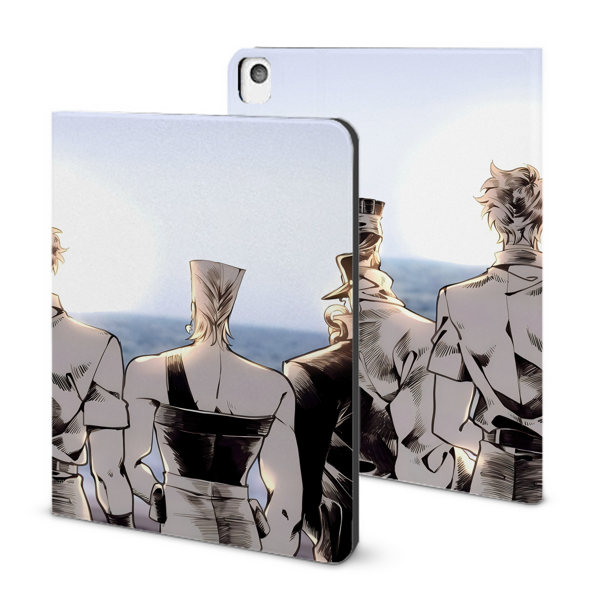 （画像用） ジョジョの奇妙な冒険 JoJo's Bizarre Adventure IPadケース ペンホルダー付き ブックスタイルデザイン
